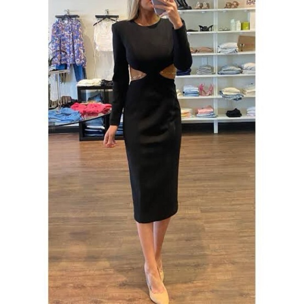 Misha Black Kori Cutout Midi Dress Size 2 - Picture 4 of 11